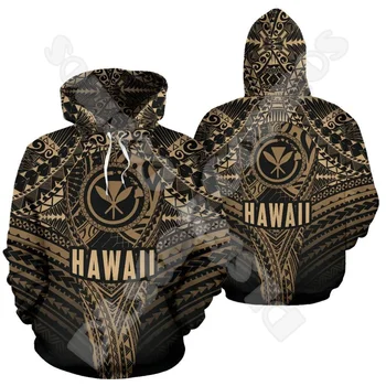 Polinéz Hawaii király Kamehameha Country Flag Tribe Hawaii Tattoo Retro tréningruha Harajuku 3DPrint alkalmi dzseki kapucnis pulóver X13