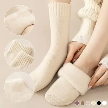 Poliészter pamut téli melegítő Vastagabb zokni Új közepes csövű zokni hőgyapjú Keep Warm szerszám varrat nélküli alvózokni