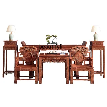 Pterocarpus Erinaceus Poir. Oltár rózsafa hosszú, keskeny asztal, tömörfa régimódi, négyzet alakú asztal nyolc fő részére