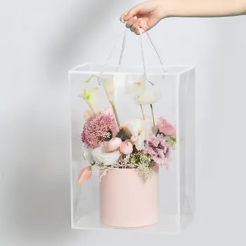 PVC átlátszó táska Valentin-napi csokor ajándéktáska Esküvői ajándéktárgyak Ünnepi születésnapi zsúr Virágcsokor csomagoló táska