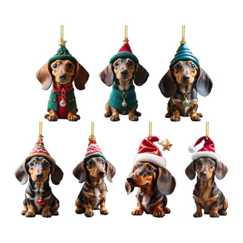 Rajzfilm kutya Karácsonyi díszek Szórakoztató tacskó kutya Függő dekoráció Ajándék Karácsonyfa medál party kellékek Kezdőlap