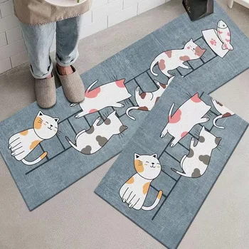 Rajzfilm macska minta konyhaszőnyeg nappali szőnyegek mosható csúszásmentes bejárati szőnyeg ajtó padlószőnyegek előszoba hálószoba fürdőszobaszőnyeg