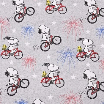 Rajzfilm Snoopy tűzijáték szürke 100 pamutszövet DIY patchwork textil Tissu otthoni ruházat varrni ruha anyaga