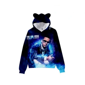 Rapper Daddy Yankee 3D Print gyerek kapucnis pulóver fiúknak Lány Harajuku pulóver Y2k Streetwear Kawaii macska fül pulóver kapucnis kabát