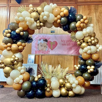 Retro tengerészkék arany metál ballon íves készlet parti dekoráció Arche Ballon Anniverssaire születésnapi dekorációk Esküvői babaváró