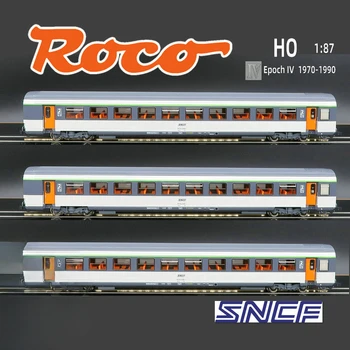 ROCO Train Model 1:87 HO Type SNCF személykocsi Három részből álló készlet Negyedik generációs 74032 Kék-fehér elektromos játékvonat