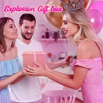 rózsaszín 5 rétegű ünnepi ajándékdoboz repülő pillangóval Meglepetés robbanás összeszerelt kézzel készített doboz lány születésnapi ajándékhoz