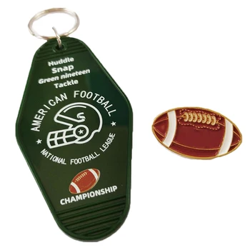 Rögbi bross kulcstartó Amerikai futball bross névtábla Ajándéktárgyak Divatos gyönyörű dekoráció Csapat sport ajándék