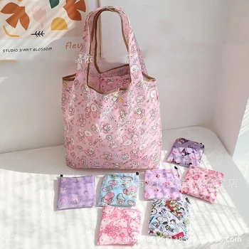 Sanrio Kézitáska My Melody Kuromi Aranyos rajzfilm anime diák Kawaii táskák Snackek tárolása Összecsukható Eco bevásárlótáska Lányok ajándékai