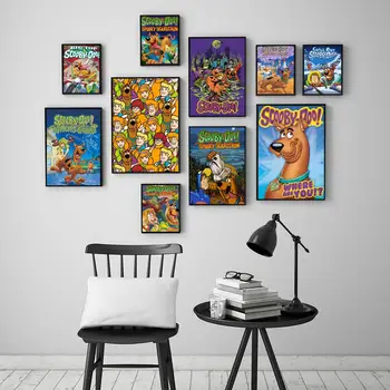 Scooby Rajzfilm Doo Jó minőségű nyomatok és poszterek Fehér papír matrica DIY szoba Bár Kávézó Esztétikus művészet Falfestés
