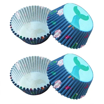 Sellő farok muffin cupcake bélések Papírpoharak sellő torta dekorációkhoz Sellő muffin csomagolók lány születésnapjára