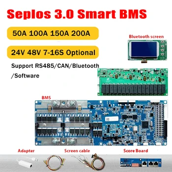 Seplos 3.0 Smart BMS 100A 150A 200A 48V CAN/RS485 akkumulátorvédő tábla 13S 14S 15S 16S Lifepo4 lítium-ion akkumulátorok invertálása