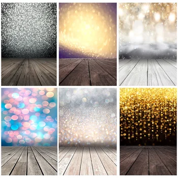 SHENGYONGBAO Light Spot Bokeh Glitter Wooden Floor Portréfotózás Backdrops Kellékek Fotóstúdió hátterek 21222 LX-05