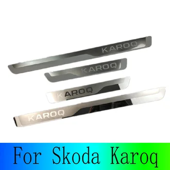 Skoda Karoq 2017-2021 autós ajtóvédő Lépcsős matricák Párnák Minőségi rozsdamentes acél Autóipari kiegészítők Króm stílus