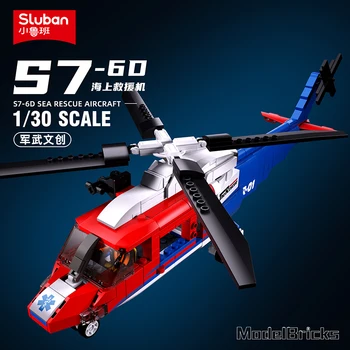 SLUBAN S7-6D Tengeri tengeri mentőrepülőgép Helikopter építőelemek Építőkockák Oktató játékok gyerekeknek 402Db