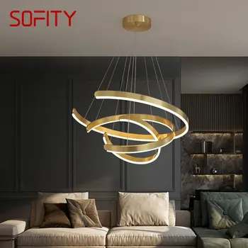 SOFITY Nordic Modern függőlámpa Kreatív LED gyűrűs lámpatestek Arany Luxus csillárfény otthoni nappalihoz Hálószoba dekoráció