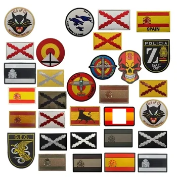 Spanyol zászló Burgundi keresztfolt hímzett embléma Katonai taktikai karszalag jelvény IR foltok a ruhákon Hátizsák matrica