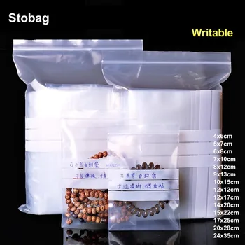 StoBag PE átlátszó cipzár írható táska önzáró átlátszó élelmiszer ékszer csomagolótasakok műanyag tároló vízálló újrafelhasználható