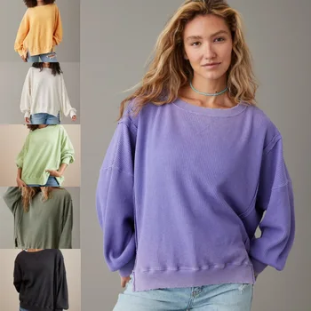 Streetwear Divatpulóver nőknek Laza túlméretezett ruházat Személyiség puha egyszínű Crewneck kapucnis pulóver nő
