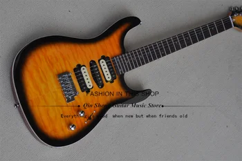 Sunburst elektromos gitár Su gitár mahaganyd test steppelt juhar felső rózsafa fogólap tremolo bridge HSH hangszedő