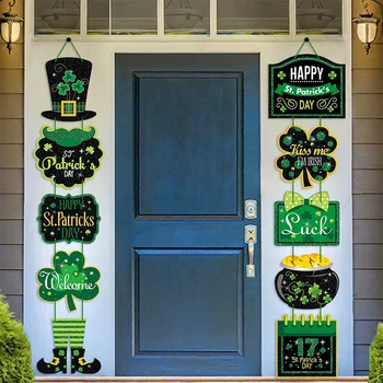 Szent Patrik napi dekoratív ajtó függő táblák Ír fesztivál Party hangulat dekoráció külső ajtó papír medál táblák