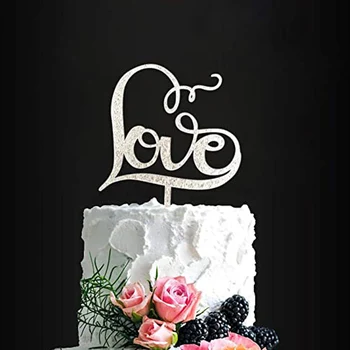 Szerelem Valentin-napi tortafeltétek Esküvői eljegyzési partira alkalmas évforduló Arany művészeti levelek Sütés dekoráció