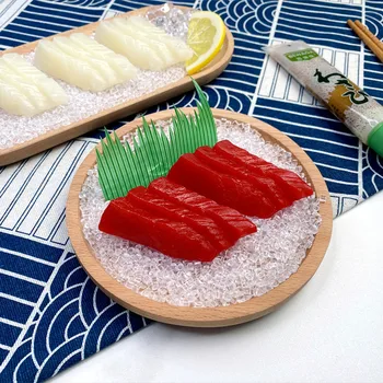 Szimuláció Lazac Hamis étel Japán Szusi Modell Hotel Étterem Kirakat Élelmiszer-kijelző Konyhai fotózás Kellékek Lakberendezés