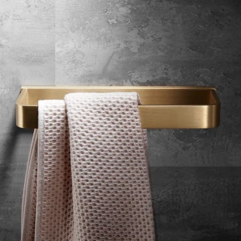 szálcsiszolt arany sárgaréz Fürdőszoba törölközőgyűrű Falra szerelhető zuhanylepedő tartó Króm/fekete WC törölközőtartó Fürdőszoba hardver medál