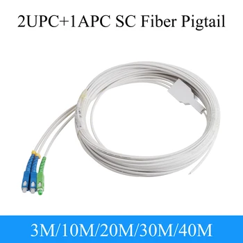 száloptikai vezeték 2UPC+1APC SC optikai pigtail 3 magos egymódusú szimplex beltéri patch kábel 3M/10M/20M/30M/40M