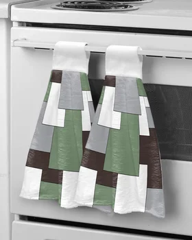 század közepe zöld szürke fehér patchwork absztrakt művészet kéztörlő Kéztörlő Konyhai fürdőszobai eszközök Kéztörlő törlőkendő nedvszívó törölközők