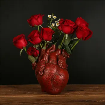 Szív alakú váza virágcserép Tartalmaz Művészeti gyanta vázák Anatómia Body Art díszek Dekorációs növények Váza Esztétikus szoba dekoráció