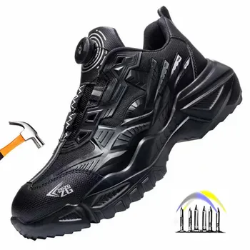 szúrásgátló fekete munkacipő acél orral, lusta cipőfűző, csúszásgátló, munkacipő, munkacipő, vízálló munkacipő