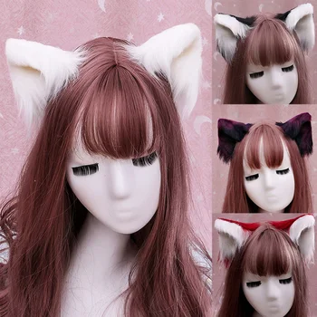 Szőrös bolyhos róka macska fülek hajtűk nők Girla cosplay szép állati fülek hajcsat Halloween anime fejfedők haj kiegészítők