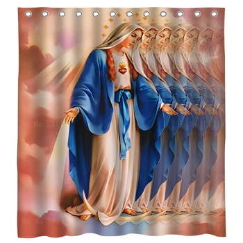 Szűz Mária angyal Szent Szív Keresztény Új fény az égből Fürdőszoba dekoráció Zuhanyfüggöny