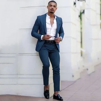 Tailor Made férfi öltönyök Slim Fit 2 darab alkalmi elegáns legjobb férfi vőlegény esküvői öltöny szett (Blazer + Pants) jelmez homme