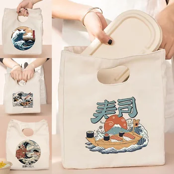 Termikus uzsonnás táska hordozható szigetelt gyerek uzsonnás doboz Wave sorozatú kézitáskák Unisex Food Piknik munkához Hűtő tárolótáskák