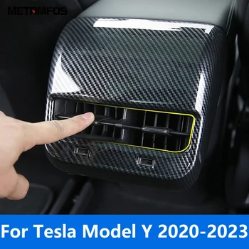 Tesla Model Y 2020-2022 2023 szénszálas kartámasz doboz hátsó szellőzőnyílás Fedél burkolat Keret belső kiegészítők Stílus