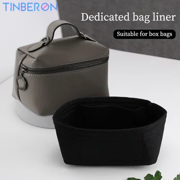 TINBERON sminktáska alkalmas dobozos táska béléshez Kozmetikai táska Fekete filc szövet betéttáska szervező Utazási tároló táskák szervezője