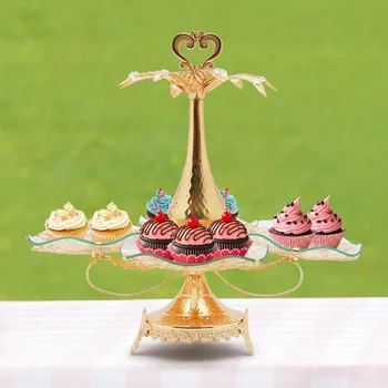 Tortaállvány Desszerttartó állvány Ételtál Esküvői parti dekorációs tálcák Cukorka Gyümölcstányérok Arany