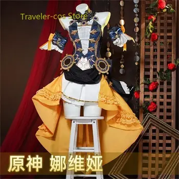 Traveler-cos Anime játék Genshin Impact Navia öltöny Cosplay jelmez Egyenruha Halloween Farsangi party Szerepjáték Felszerelés Teljes készlet