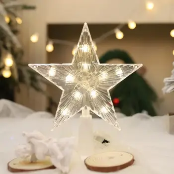 Tree Topper Decor Star Ornament Ünnepi akkumulátorral működő karácsonyfa topper ünnepi lakberendezéshez Karácsonyi csillagfény
