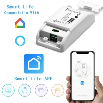 TUYA 10A Mini WiFi intelligens kapcsoló távirányító Smart Home Control DIY Breaker Együttműködik Alexával Google Home eWeLink APP