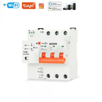 Tuya Smart WIFI 63A 3P vezeték nélküli automatikus MCB mérő megszakító Smart Life időzítő távirányító Alexával Google Home