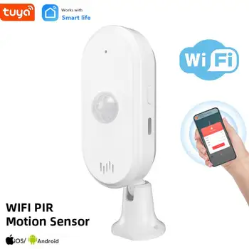 Tuya WiFi PIR mozgásérzékelő Emberi test érzékelő Smart Life 80dB hang infravörös PIR érzékelő időzítő karral / hatástalanítás funkcióval