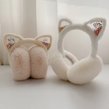 Téli macska fülvédő gyerekeknek Lányok összecsukható meleg fülvédő aranyos műszőrme puha bolyhos fülsapka gyermek fülvédő fülvédő fültok