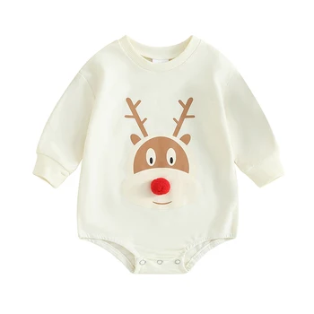 Unsiex Baby Outfit BodySuit karácsonyi hosszú ujjú pulóverek Újszülött fiú lány jelmez játszóruha Romper őszi téli tavaszi ruhák