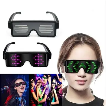 V1A USB töltés LED világítás Szemüvegek Ragyogó 4 szín 10 minta Világító szemüveg Halloween bárhoz KTV Party Bar használata