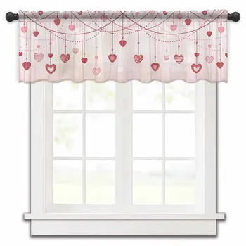 Valentin-napi szerelem és romantika Konyhai függönyök tüll puszta rövid függöny nappali Lakberendezés Voile drapériák