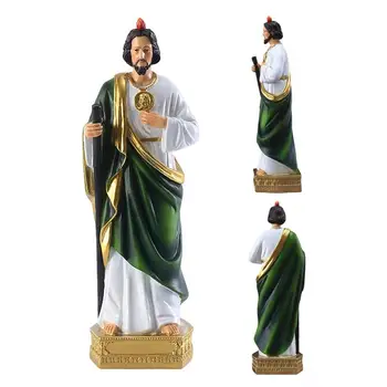 Vallási szobrok Szent Christus szobor Szent Krisztus-szobor Vallási szobor Dekor Gyanta fehér zöld köntöst visel