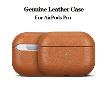 Valódi bőrtok AirPods Próhoz Luxus valódi bőrvédő tok AirPods Pro 2 tokhoz Barna fekete színű